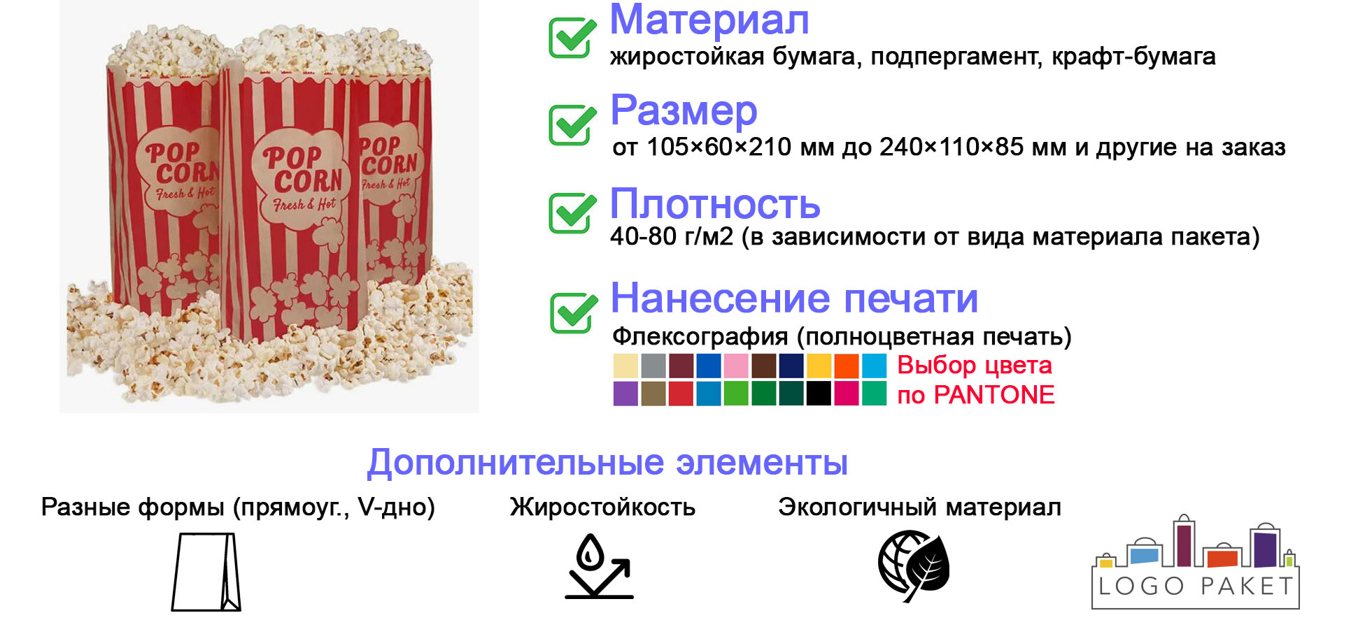 Пакеты для попкорна с логотипом инфографика 